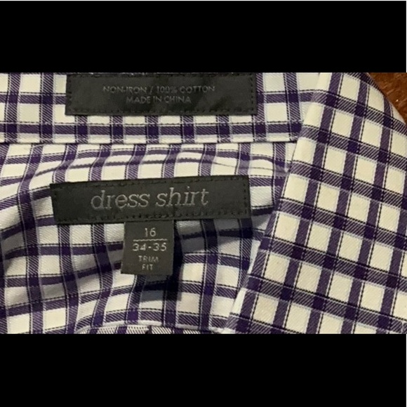 Nordstrom Rack new purple and white Men’s check shirt trim fit size 16 34/35 - Picture 6 of 6